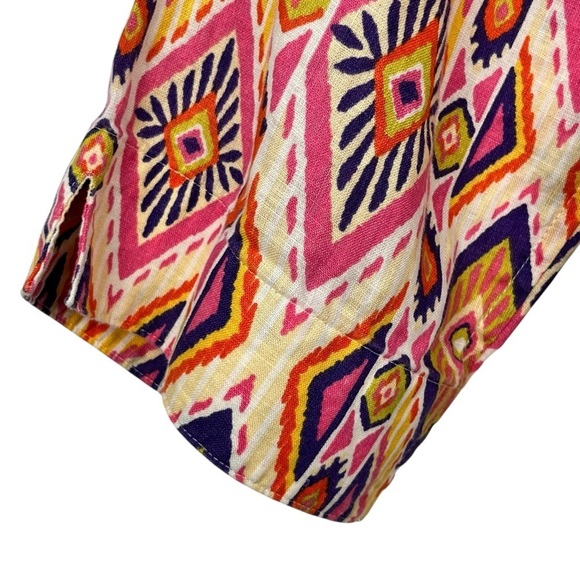 Chico’s 100% Linen No-Iron Multi-Colored Diamond Printed Blouse Sz. 3 (US XL/16) - Picture 8 of 14